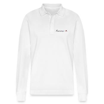 Mamma Herz Schriftzug - Stanley/Stella Unisex Bio-Langarm-Poloshirt Prepster - Weiß - Vorne - Anna (173cm) & Nico (186cm)