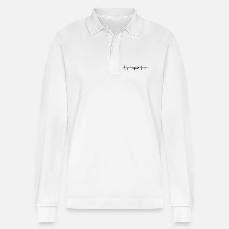 Trompete Puls schwarz - Stanley/Stella Unisex Bio-Langarm-Poloshirt Prepster - Weiß
