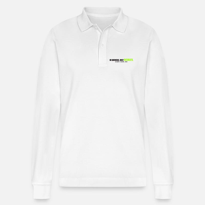 NO EXCUSES - Performance mindset Shirt - Stanley/Stella Unisex Bio-Langarm-Poloshirt Prepster - Weiß