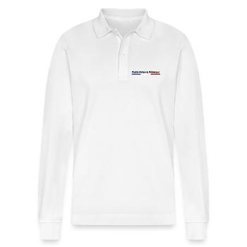 PASTIS POTES PÉTANQUE FRANKREICH BBR - Stanley/Stella Unisex Bio-Langarm-Poloshirt Prepster - Weiß - Vorne - Anna (173cm) & Nico (186cm)