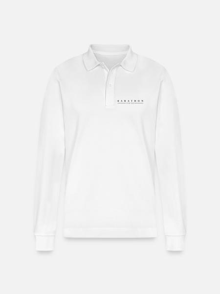 Marathon 2026 lettering - Stanley/Stella Organic Unisex Long-Sleeved Polo Shirt Prepster - white