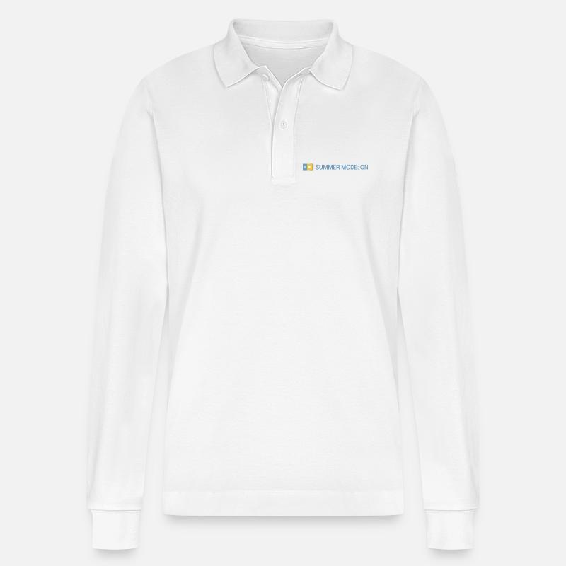 Summer Mode: On - Sommer 2026 Geschenkidee - Stanley/Stella Unisex Bio-Langarm-Poloshirt Prepster - Weiß