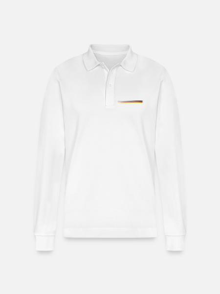 Germany Team Line Flag - Stanley/Stella Organic Unisex Long-Sleeved Polo Shirt Prepster - white
