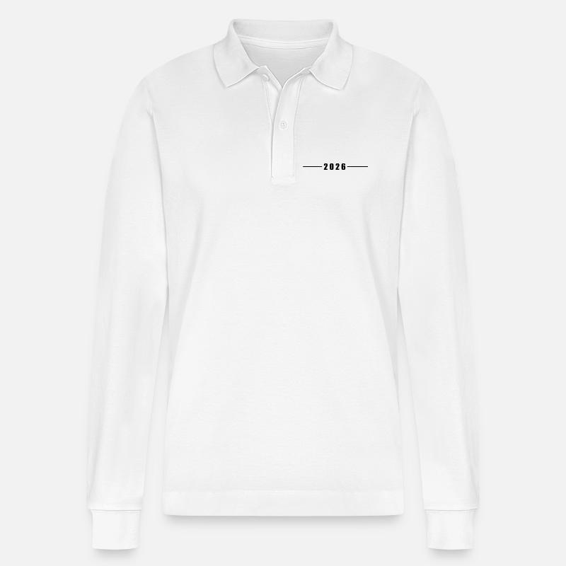2026 Jahr - Stanley/Stella Unisex Bio-Langarm-Poloshirt Prepster - Weiß