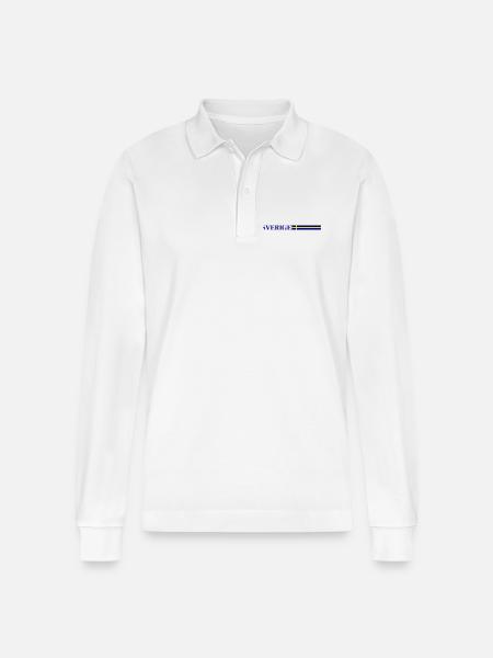 Sweden Flag Sverige - Stanley/Stella Organic Unisex Long-Sleeved Polo Shirt Prepster - white