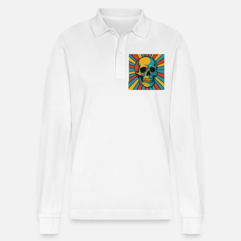 Explodierter Farbtopf Totenkopf - Stanley/Stella Unisex Bio-Langarm-Poloshirt Prepster - Weiß