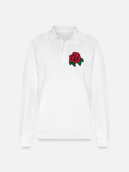 6254398 135433816 Rose - Stanley/Stella Organic Unisex Long-Sleeved Polo Shirt Prepster - white
