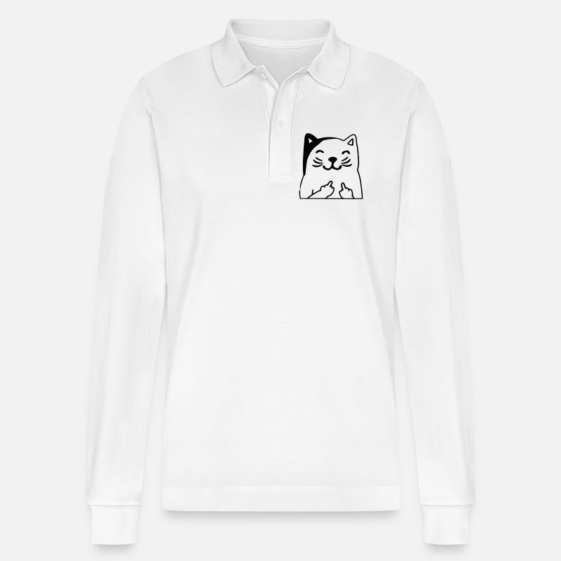 Du kannst mich mal Katze - Stanley/Stella Unisex Bio-Langarm-Poloshirt Prepster - Weiß