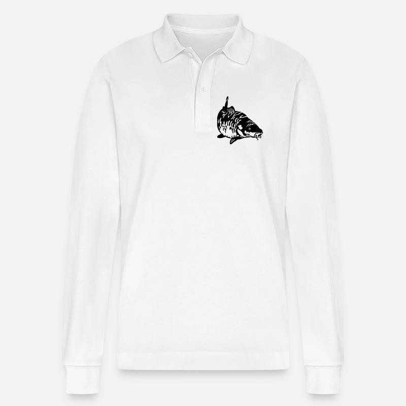 Karpfen - Stanley/Stella Unisex Bio-Langarm-Poloshirt Prepster - Weiß