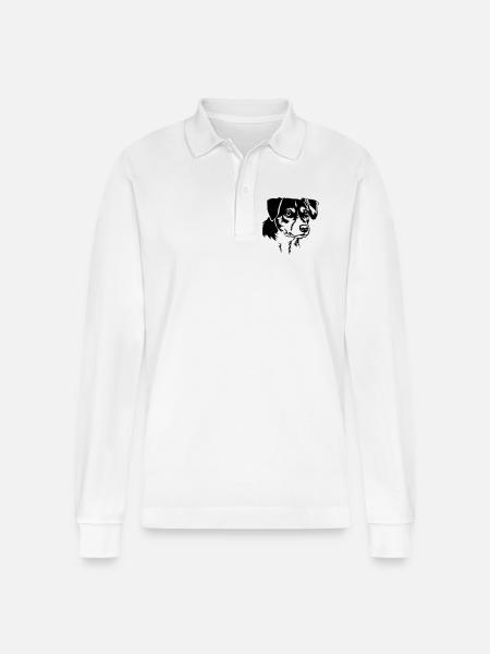 Dansk Svensk Gaardhond Head - Stanley/Stella Organic Unisex Long-Sleeved Polo Shirt Prepster - white