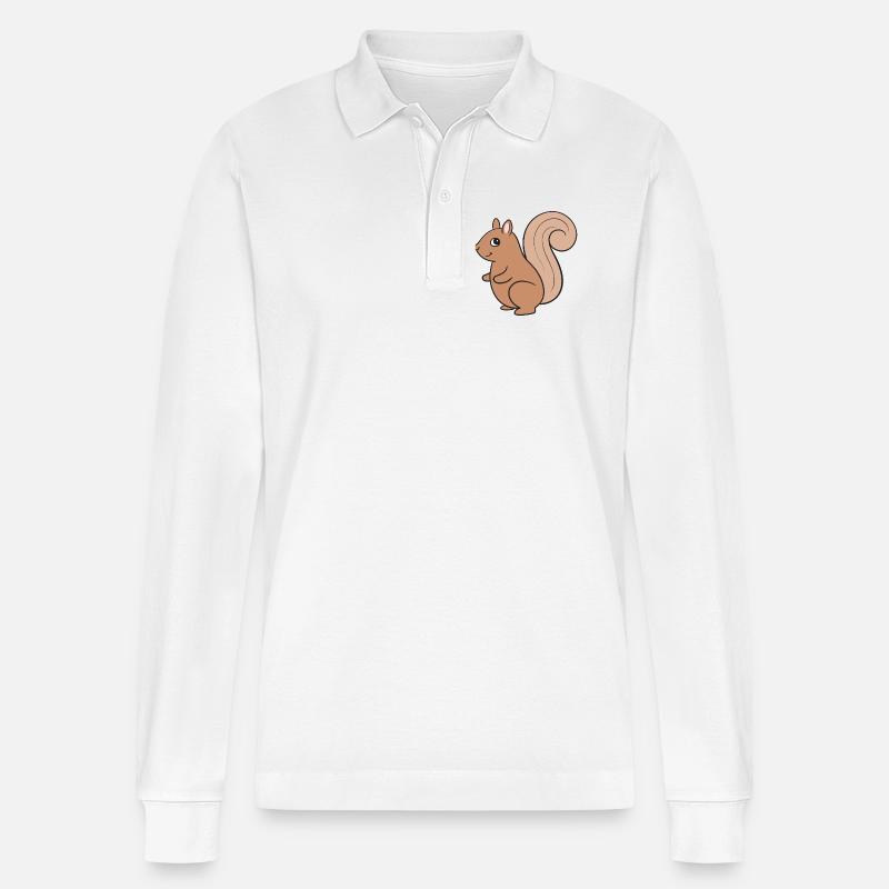 Eichhörnchen - Stanley/Stella Unisex Bio-Langarm-Poloshirt Prepster - Weiß