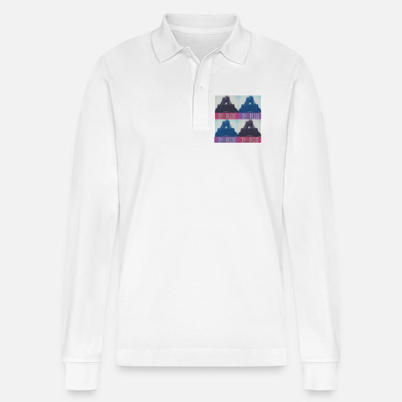 paris eiffel - Stanley/Stella Unisex Bio-Langarm-Poloshirt Prepster - Weiß