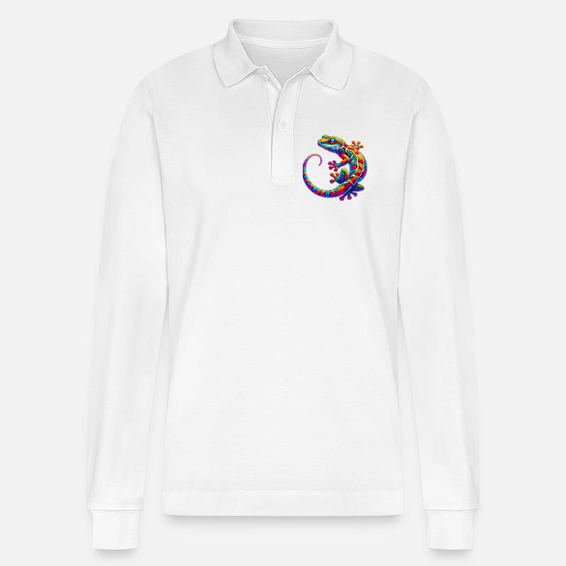 Gecko - Stanley/Stella Unisex Bio-Langarm-Poloshirt Prepster - Weiß