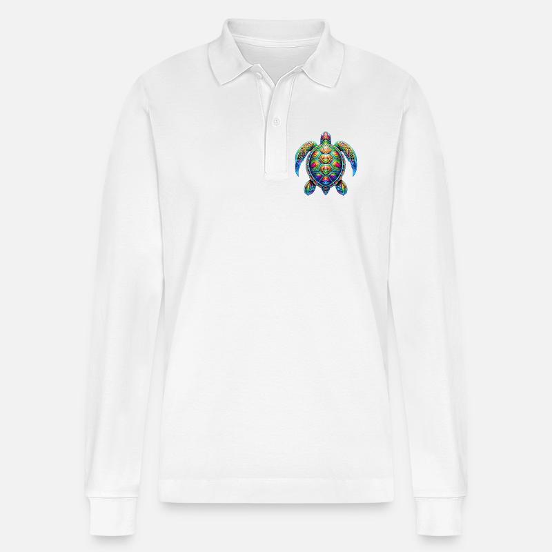 Schildkröte - Stanley/Stella Unisex Bio-Langarm-Poloshirt Prepster - Weiß
