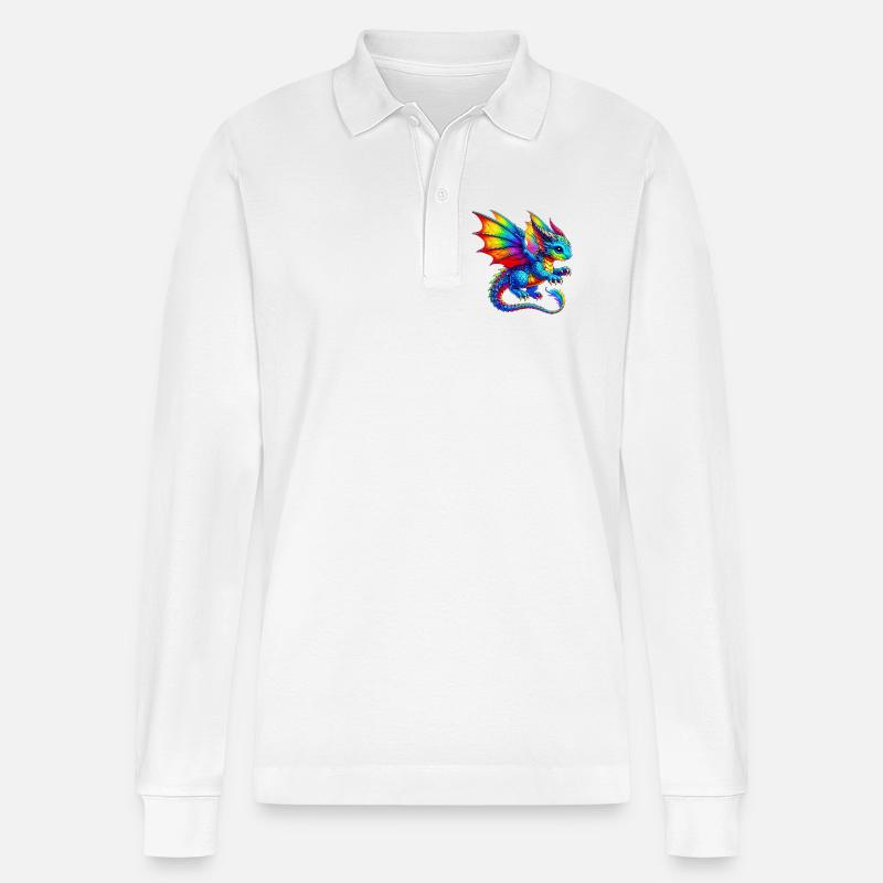 Drache - Stanley/Stella Unisex Bio-Langarm-Poloshirt Prepster - Weiß
