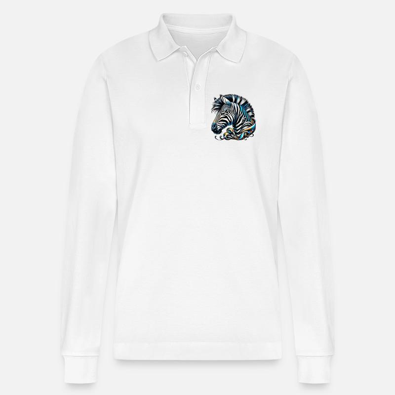 Zebra - Stanley/Stella Unisex Bio-Langarm-Poloshirt Prepster - Weiß