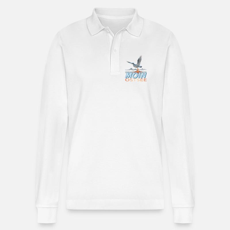 Moin Ostsee - Stanley/Stella Unisex Bio-Langarm-Poloshirt Prepster - Weiß
