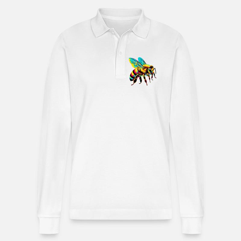 Biene - Stanley/Stella Unisex Bio-Langarm-Poloshirt Prepster - Weiß