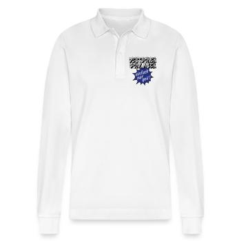 Schlager party, Schlager music, just awesome - Stanley/Stella Organic Unisex Long-Sleeved Polo Shirt Prepster - white - Front - Anna (173cm) & Nico (186cm)