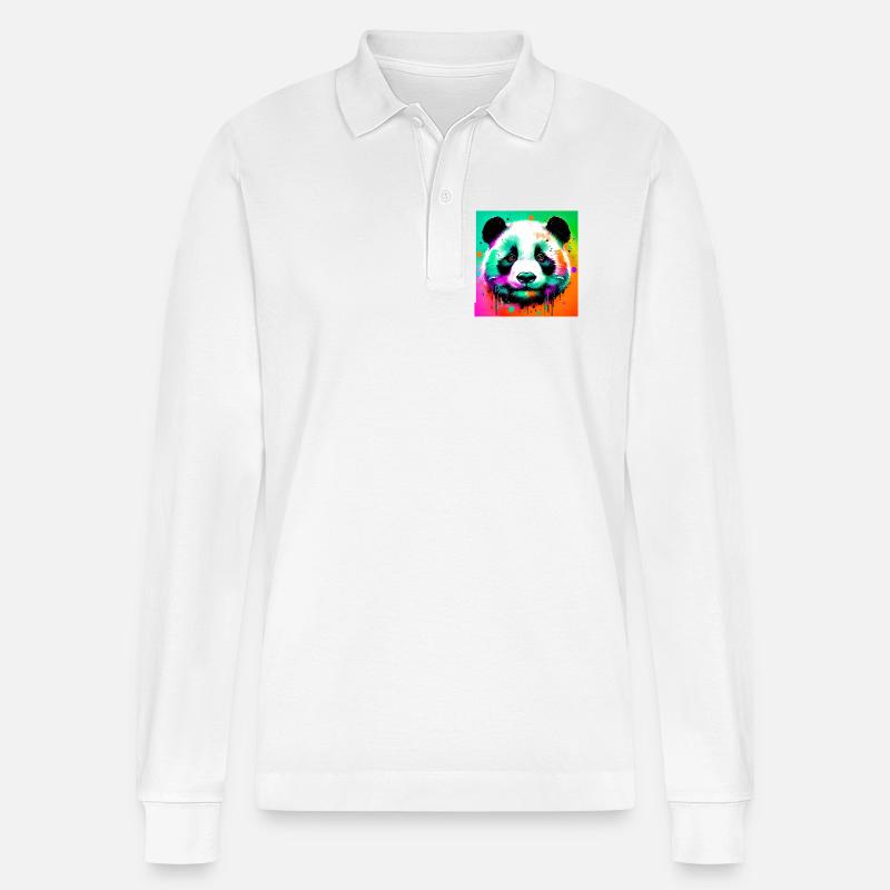 Panda - Stanley/Stella Unisex Bio-Langarm-Poloshirt Prepster - Weiß