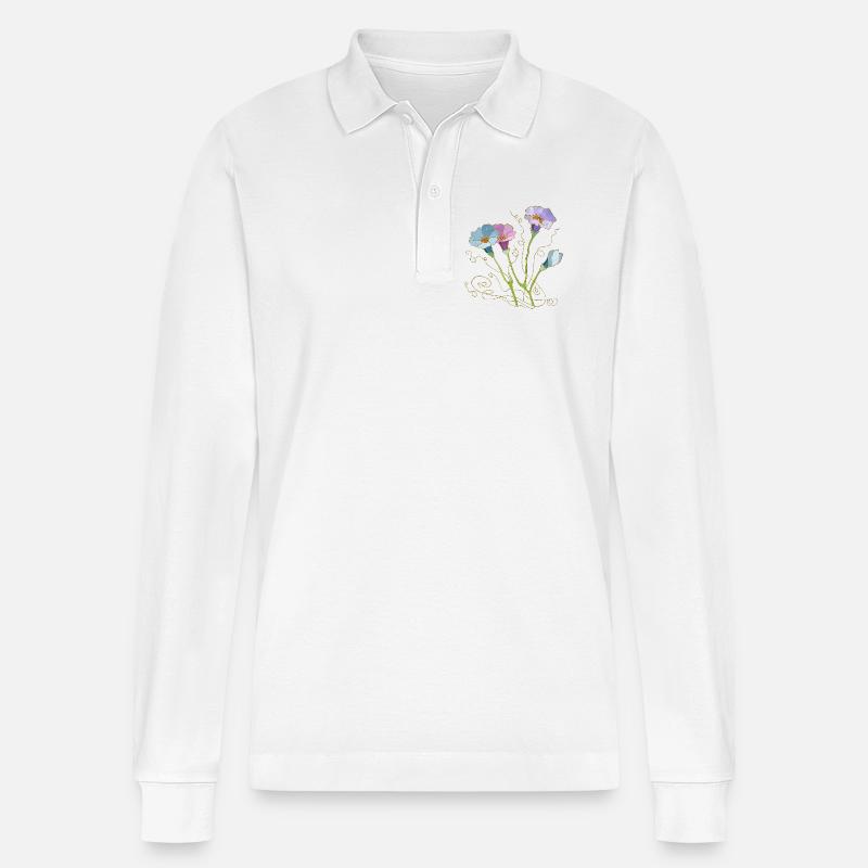 Fleur - Polo à manches longues bio PREPSTER Stanley/Stella Unisexe - blanc