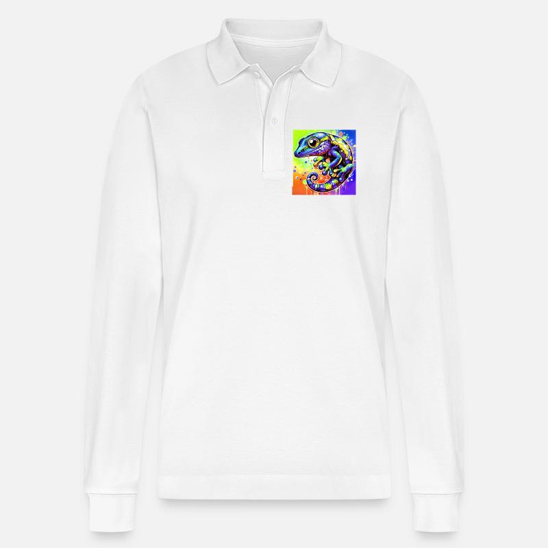Gecko - Stanley/Stella Unisex Bio-Langarm-Poloshirt Prepster - Weiß