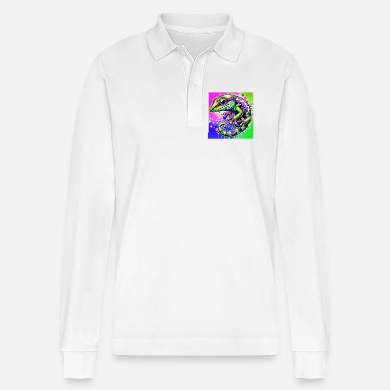 Gecko - Stanley/Stella Unisex Bio-Langarm-Poloshirt Prepster - Weiß