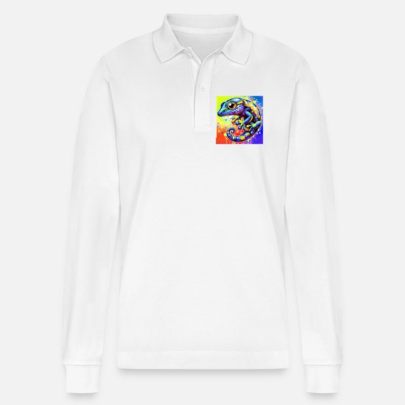 Gecko - Stanley/Stella Unisex Bio-Langarm-Poloshirt Prepster - Weiß