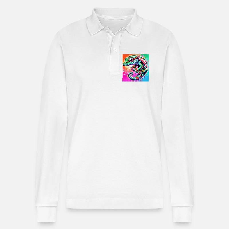 Gecko - Stanley/Stella Unisex Bio-Langarm-Poloshirt Prepster - Weiß