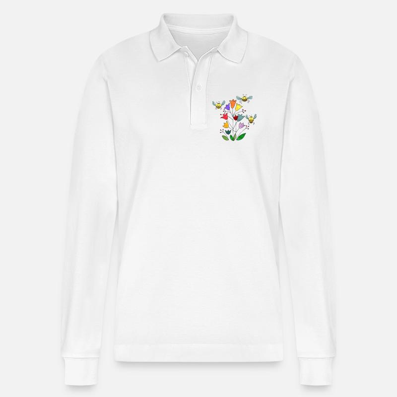 Insekten - Stanley/Stella Unisex Bio-Langarm-Poloshirt Prepster - Weiß