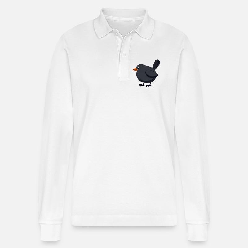 Amsel Vogel - Stanley/Stella Unisex Bio-Langarm-Poloshirt Prepster - Weiß