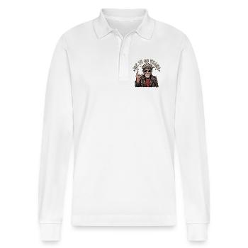 Rocker Forever - Stanley/Stella Organic Unisex Long-Sleeved Polo Shirt Prepster - white - Front - Anna (173cm) & Nico (186cm)