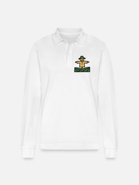 Vogelscheuche Feld Icon - Stanley/Stella Unisex Bio-Langarm-Poloshirt Prepster - Weiß