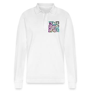 optical illusion - Stanley/Stella Organic Unisex Long-Sleeved Polo Shirt Prepster - white - Front - Anna (173cm) & Nico (186cm)