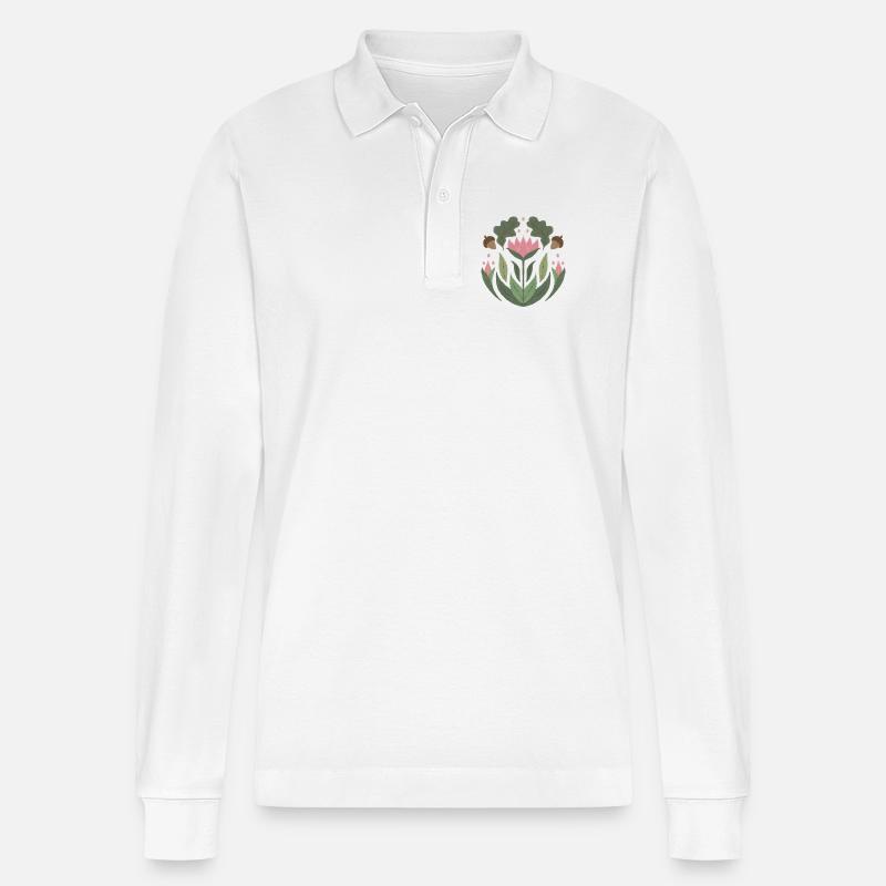 Waldblume - Stanley/Stella Unisex Bio-Langarm-Poloshirt Prepster - Weiß