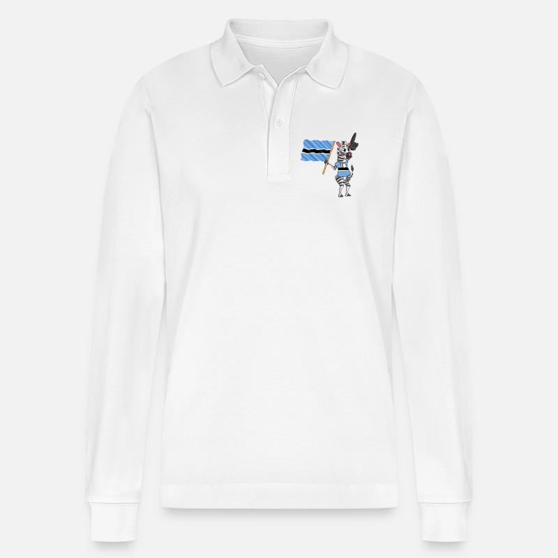 Botsuaner Zebra - Stanley/Stella Unisex Bio-Langarm-Poloshirt Prepster - Weiß