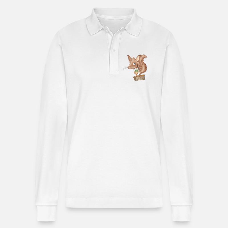 keckes Eichhörnchen - Stanley/Stella Unisex Bio-Langarm-Poloshirt Prepster - Weiß