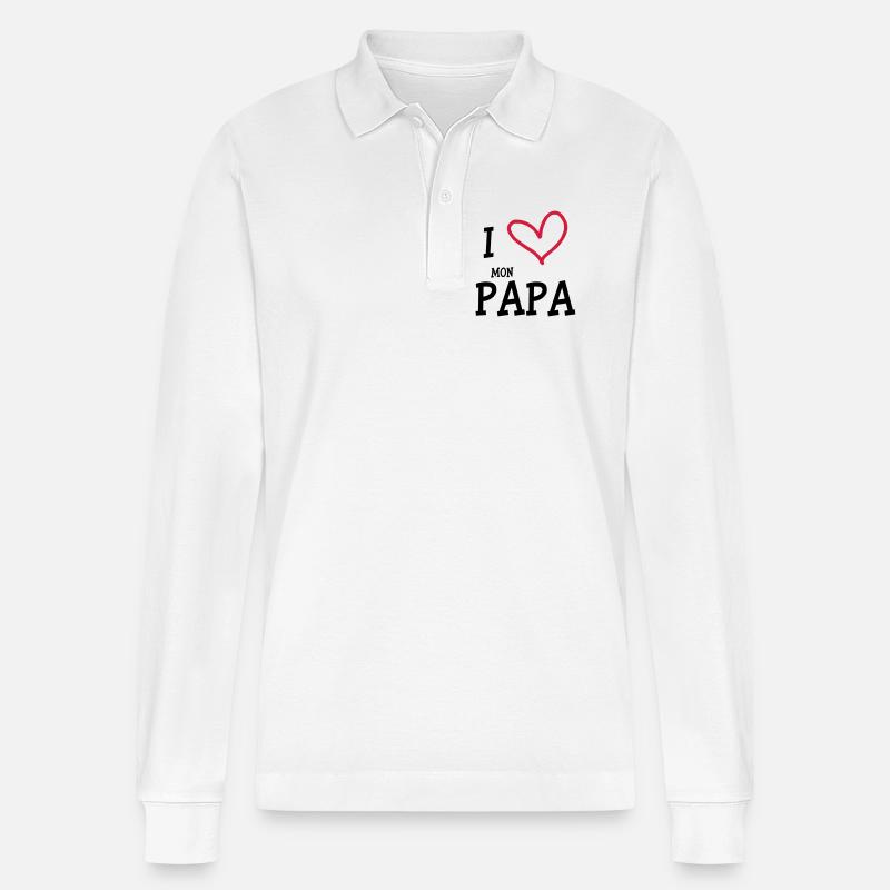 ich liebe meinen DAD - Stanley/Stella Unisex Bio-Langarm-Poloshirt Prepster - Weiß