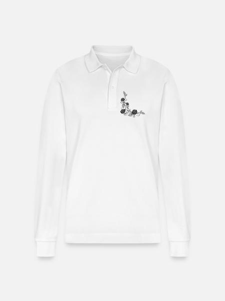 Roses avec ornements et feuilles - Polo à manches longues bio PREPSTER Stanley/Stella Unisexe - blanc