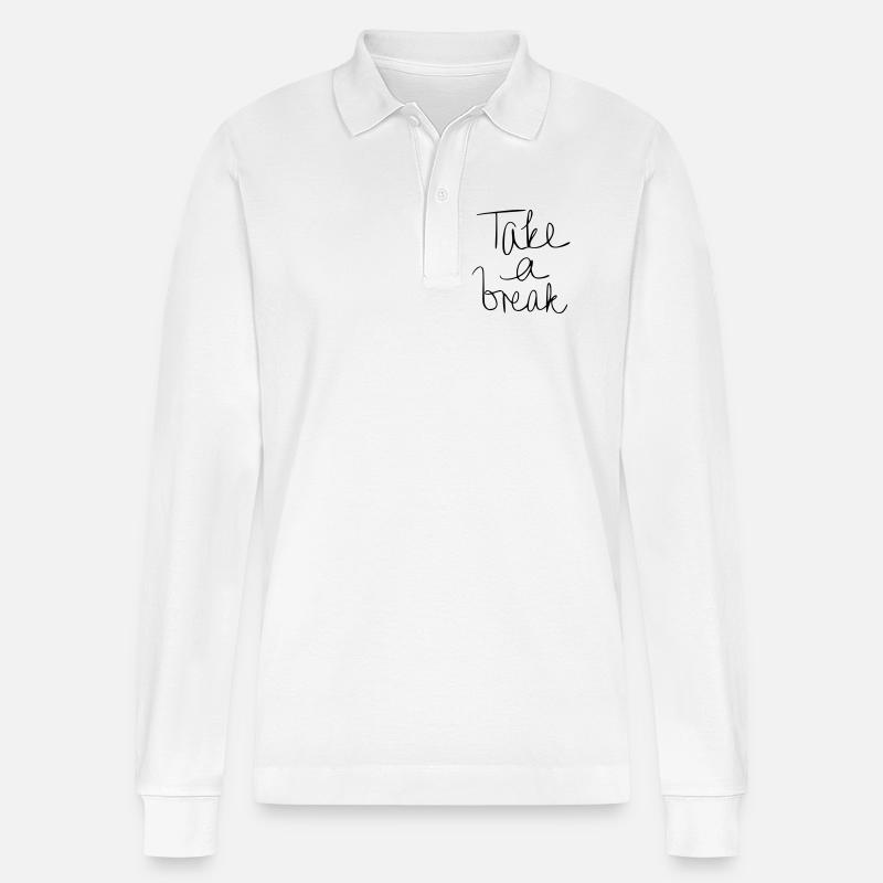 Take a break - Stanley/Stella Unisex Bio-Langarm-Poloshirt Prepster - Weiß