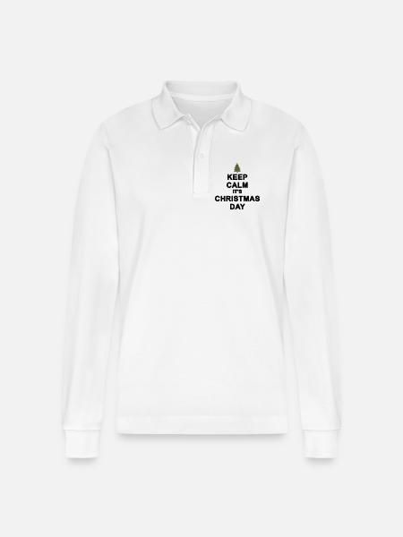 Keep calm Christmas - Stanley/Stella Organic Unisex Long-Sleeved Polo Shirt Prepster - white