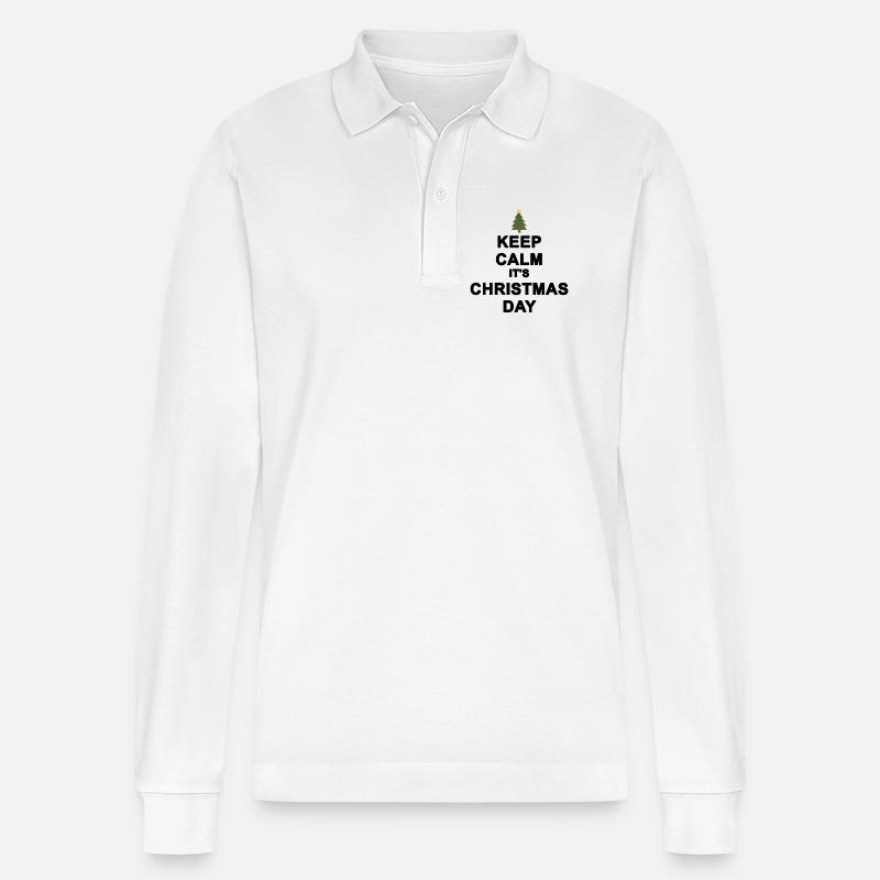 Keep calm Christmas - Stanley/Stella Organic Unisex Long-Sleeved Polo Shirt Prepster - white
