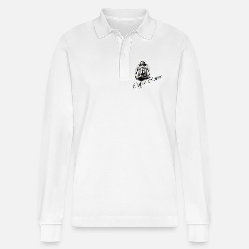 Coffee Lover - Stanley/Stella Unisex Bio-Langarm-Poloshirt Prepster - Weiß