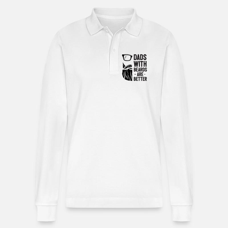 Väter mit Bärten sind besser - Stanley/Stella Unisex Bio-Langarm-Poloshirt Prepster - Weiß