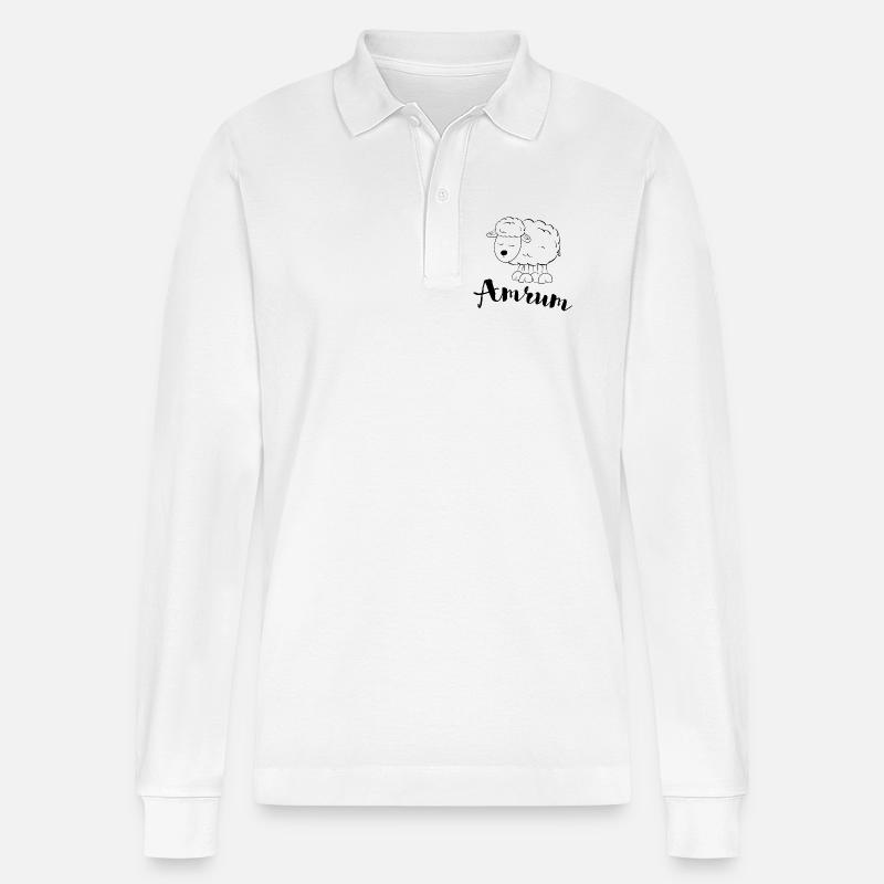 Amrum Schaf - Stanley/Stella Unisex Bio-Langarm-Poloshirt Prepster - Weiß