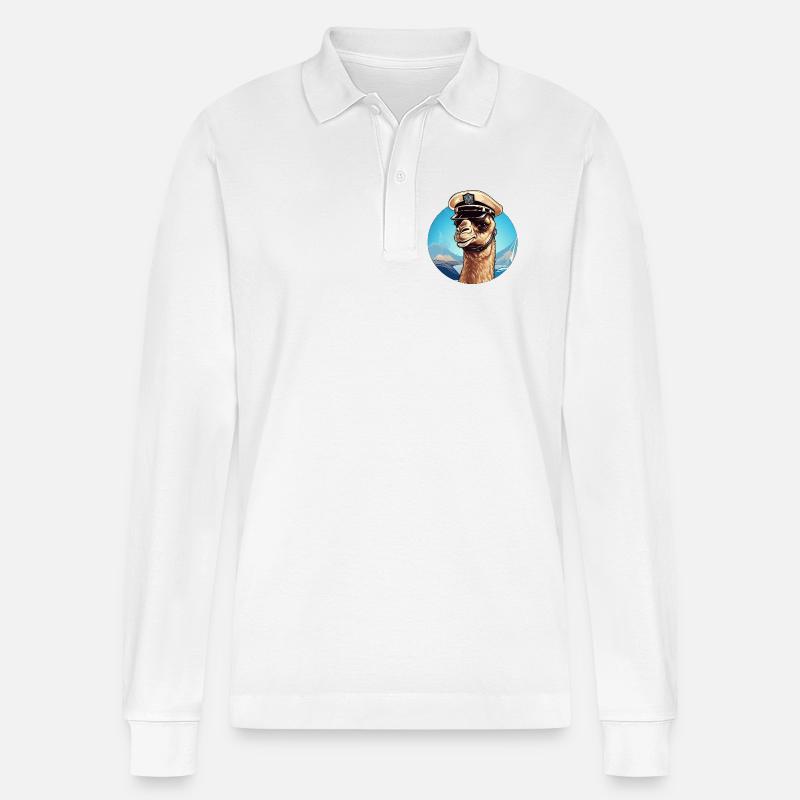 Kamel Polizist - Stanley/Stella Unisex Bio-Langarm-Poloshirt Prepster - Weiß