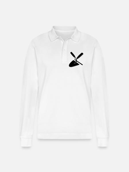 Joint nail and trowel, mason's tools - Stanley/Stella Organic Unisex Long-Sleeved Polo Shirt Prepster - white