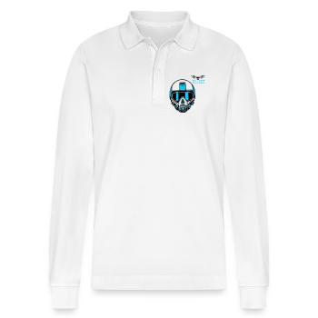 Drohnenpilot 2 - Stanley/Stella Unisex Bio-Langarm-Poloshirt Prepster - Weiß - Vorne - Anna (173cm) & Nico (186cm)