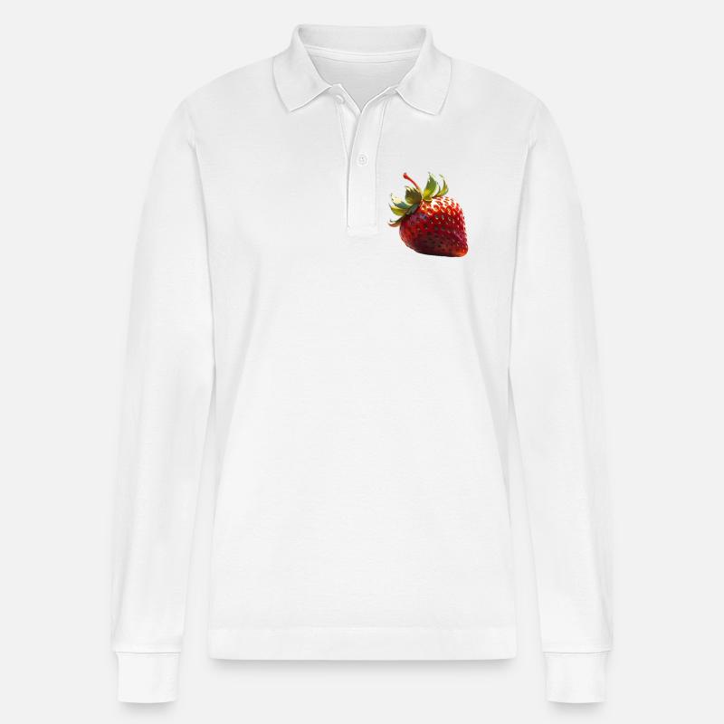 ich Liebe Erdbeeren - Stanley/Stella Unisex Bio-Langarm-Poloshirt Prepster - Weiß