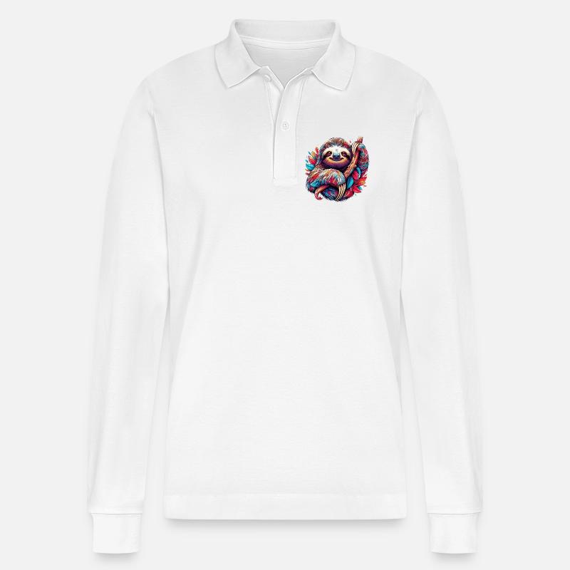 Faultier - Stanley/Stella Unisex Bio-Langarm-Poloshirt Prepster - Weiß